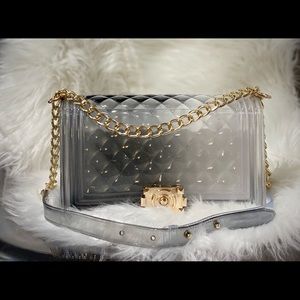 NWT Clear and Black Jelly quilted Bag